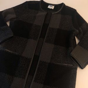 Old Navy Sweater Jacket with Faux Leather Trim